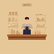 © ji min - barista working at a cafe.young boss working with a smile.카페에서 일하고 있는 바리스타미소로 일하고 있는 젊은 사장님