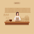 © ji min - barista working at a cafe.young boss working with a smile.카페에서 일하고 있는 바리스타미소로 일하고 있는 젊은 사장님