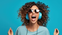 Photo Of Crazy Carefree Lady Open Mouth Sing Hold Microphone
