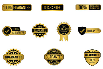 Wall Mural - Set of guarantee golden label badge sticker, gold guarantee labels