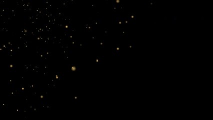 blinking defocused golden particles on dark background, corner. 4k