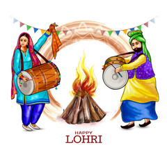 Happy Lohri indian punjabi festival background design