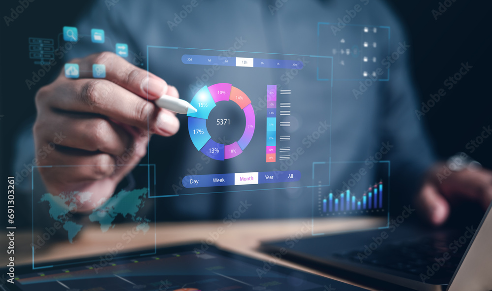 Concept digital transformation technology strategy, Analyst working ...
