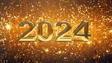 Fototapeta Tematy - New Year 2024 3d text with glittering background, new year backdrop