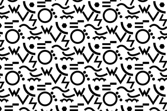 Modern symbol of pattern. Design sign black on white background. Design print for illustration, cover, card, tshirt, textile, wallpaper, background. Set 1
