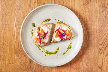 Canvas Print - canape with pate and tomato