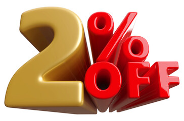 2 percent off sale discount - 3d render number sale