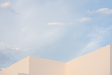 Wall Mural - architecture and landscape concept with white building with clear sky background
