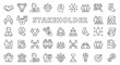 Stakeholder icon line design. Business, partner, shareholder, investor, supporter vector illustrations. Stakeholder pictograms editable stroke icons.