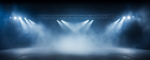 Wall Mural - empty stage with spotlights and smoke banner background with copy space