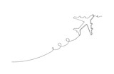Fototapeta Paryż - Continuous one line art flying airplane icon isolated vector illustration.