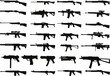 set of weapons, rifles, shotguns silhouette on a white background vector