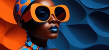 African Afrobeats Style Orange And Blue Polka Dots