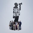 © stokkete - Man spreading fake news and people following him