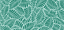 Abstract Floral With Leaves Seamless Pattern With Green Painted Leaves. 
