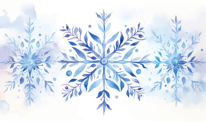 Wall Mural - watercolor abstract blue snowflake