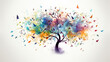 © alexkich - watercolor illustration of tree with musical notes for audio media concepts and designs musical notes. Musical Tree.