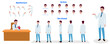 Cardiologist character model sheet. Doctor, Cardiologist character creation set. Health worker turnaround sheet