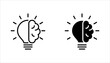 Creative idea icon, Brain in lightbulb, Thin sign of innovation, solution, education logo. vector illustration on white background