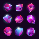 Fototapeta  - Gradient Geometric Crystals Set