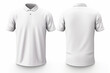 White mans blank polo shirt, front and back view isolated on white on invisible mannequin