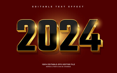 Wall Mural - Gold new year 2024 editable text effect template