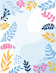 Wall Mural - Design banner frame flower Spring background with beautiful. flower background for design. Colorful background with tropical plants.