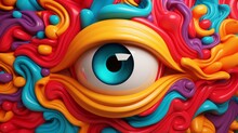 A 3D Emoji Expressing Surprise With Wide-open Eyes And A Vivid Color Palette Against A Bold And Contrasting Solid Background