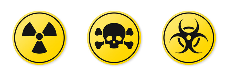 Danger signs. Warning signs set. Yellow triangle warning symbol set.