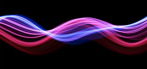 Wall Mural - blue and red abstract wave. magic line design. flow curve motion element. neon gradient wavy illiust