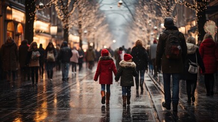 Amidst the festive atmosphere, people enjoy the vibrant Christmas market, immersed in holiday cheer, shopping for seasonal delights and creating joyful memories.