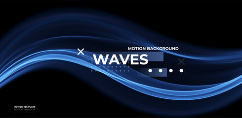 Blue abstract wave. Magic line design. Flow curve motion element. Neon gradient wavy illiustration.