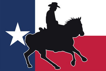 Poster - Texas Cowboy Silhouette On State Flag