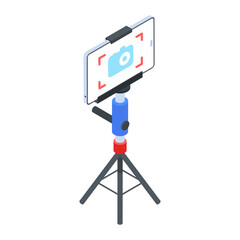 Sticker - Grab this isometric icon of a phone tripod 