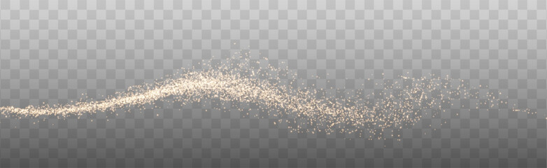 Wall Mural - Christmas background. Powder dust light PNG. Magic shining gold dust. Fine, shiny dust bokeh particles fall off slightly. Fantastic shimmer effect. Vector illustrator.	
