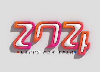 Wall Mural - 2024 Happy New Year Lettering Typographical Illustration Design.