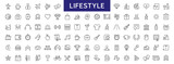 Fototapeta  - Lifestyle thin line icons set. Healthy lifestyle symbols collection. lifestyle icon. Vector