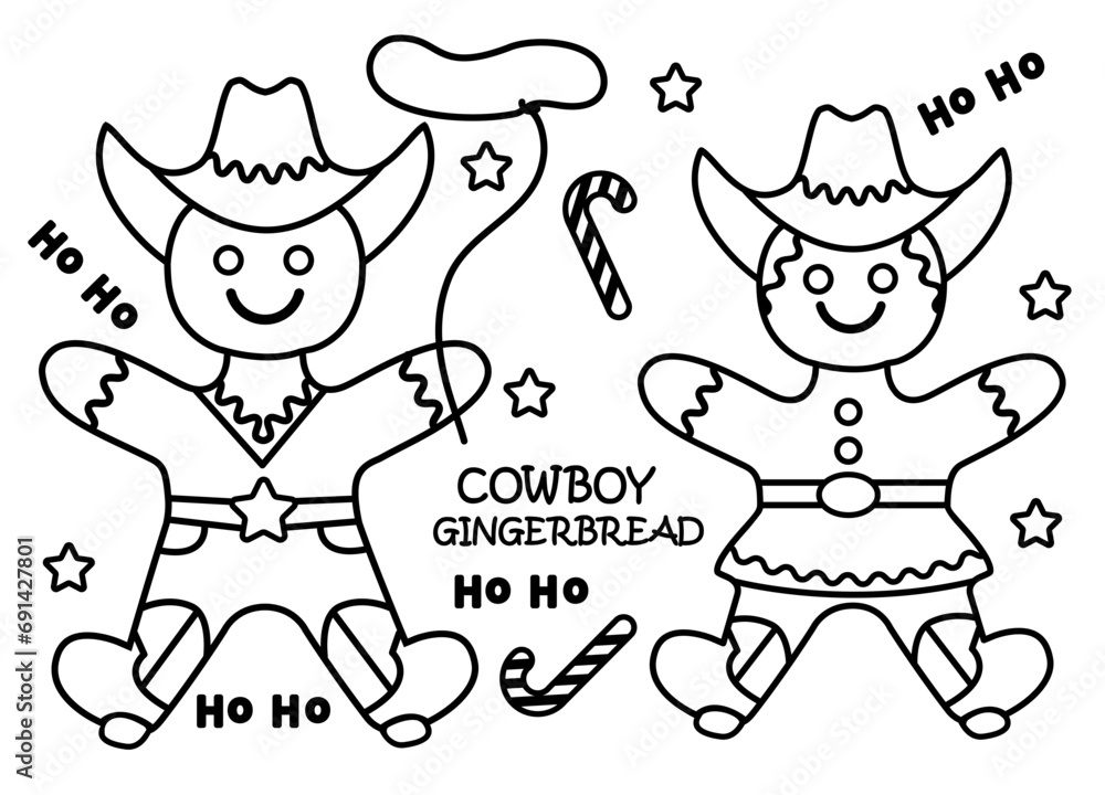Cowboy Christmas gingerbread cookies vector clipart illustration ...
