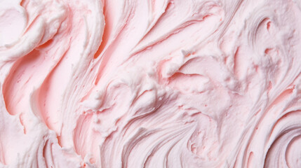 Wall Mural - Close-up of ice cream texture. Top view of frozen pink gelato surface. Food background. Generative AI