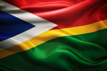 Close-up Shot Of Republic Realistic South African Flag