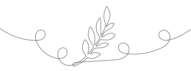 Wall Mural - continuous line drawing of tropical leaf. leaf continuous line.