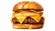 hamburger with cheddar cream and fresh and tasty brioche bun isolated on transparent or white background, png. Made with genreative ai