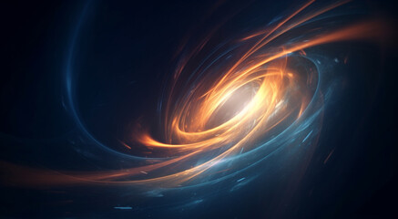 Wall Mural - blue and orange swirl on a dark background, sci-fi, technology, generative ai