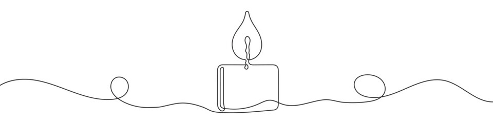 Wall Mural - continuous line drawing of candle. single line candle icon.