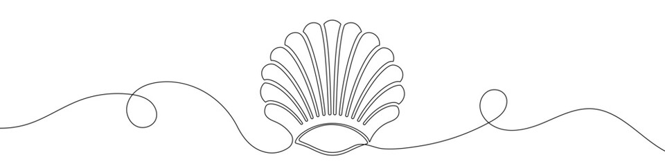 Wall Mural - continuous line drawing of shell. one line drawing background.