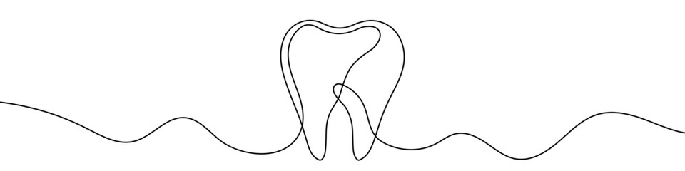 Canvas Print - continuous line drawing of tooth. single line tooth icon.