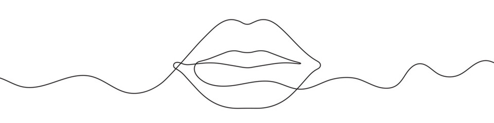 Canvas Print - continuous line drawing of lips. single line lips icon.