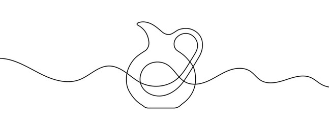 Wall Mural - continuous line drawing of jug. single line decanter icon.