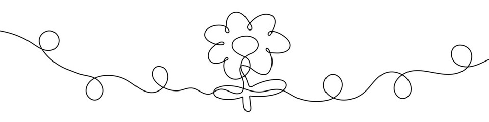 Wall Mural - continuous line drawing of flower. single line plant icon.