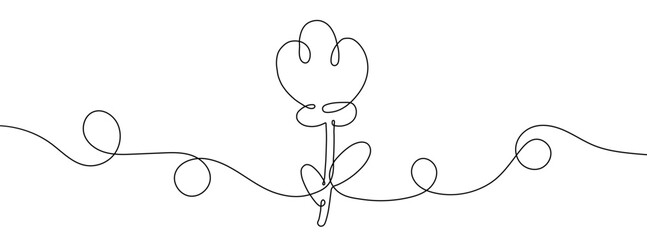 Wall Mural - continuous line drawing of flower. single line plant icon.